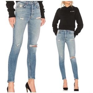 {GRLFRND} Karolina High Rise Distressed Skinny Jeans, Austin Wash, Size 25